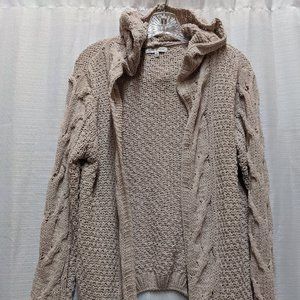 Woven Heart Hooded Chenille Cardigan